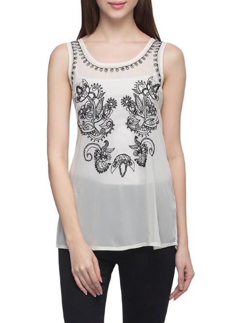 white embroidered regular top - 12970590 - Very Small Image - 1