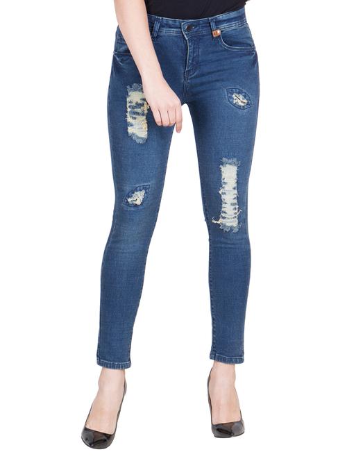 blue cotton distressed jean - 12970646 - Very Small Image - 1