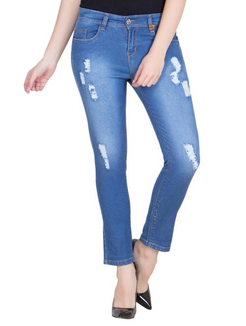 blue denim distressed jean - 12970648 - Very Small Image - 1