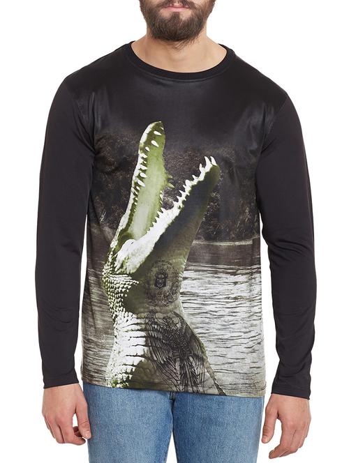 black polyester graphic t-shirt - 12971840 - Very Small Image - 1