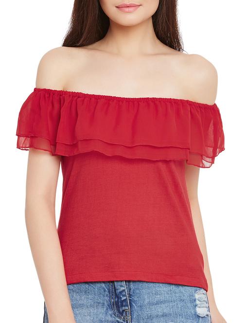 red cotton ruffle top - 12972094 - Very Small Image - 1