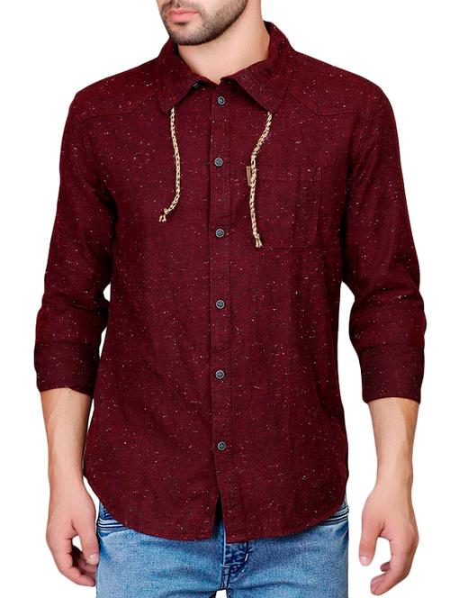 maroon printed cotton casual shirt - 12973213 - Very Small Image - 1