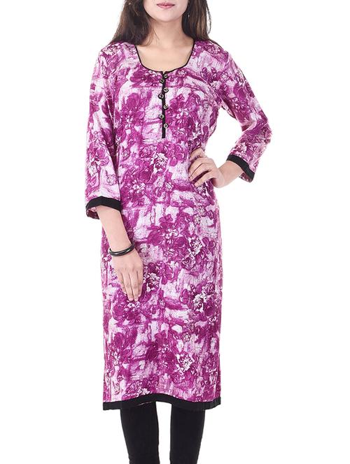 pink rayon straight kurta - 12975420 - Very Small Image - 1