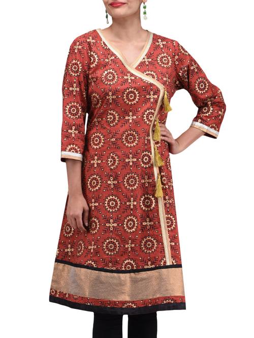 maroon cotton printed kurti - 1297761 - Very Small Image - 1