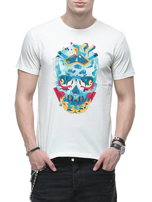 white cotton printed t-shirt - 12977656 - Very Small Image - 1