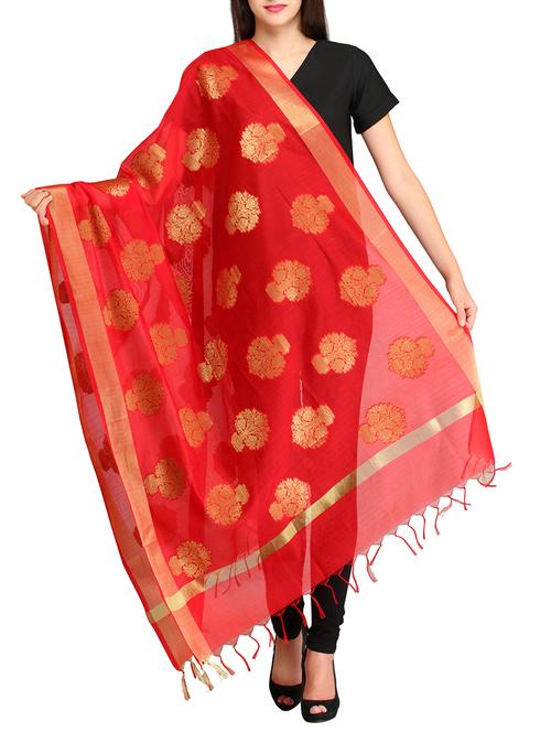 red chanderi dupatta - 12978637 - Very Small Image - 1