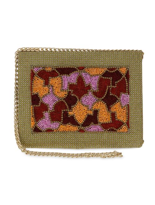 gold beaded leatherette clutch - 1297864 - Very Small Image - 1