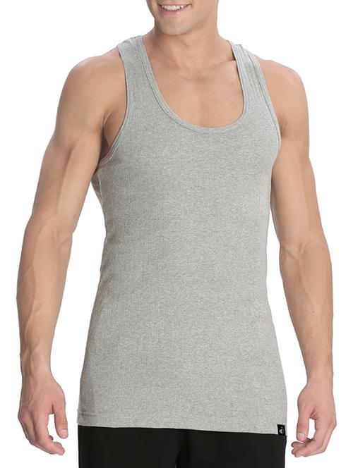 grey melange cotton blend vest - 12980102 - Very Small Image - 1