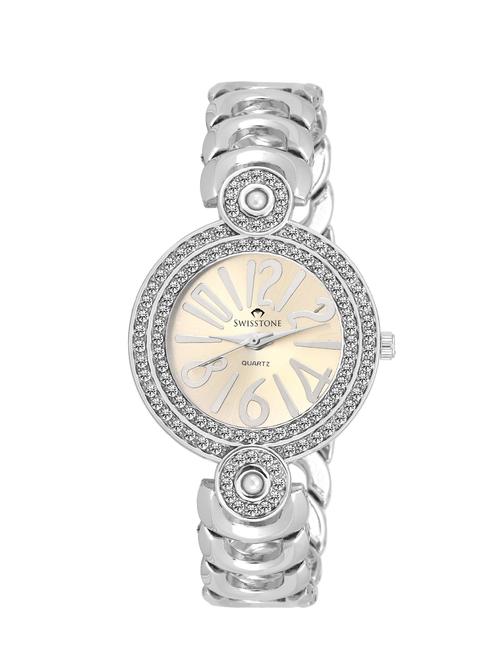 swisstone l4032-slv silver dial silver bracelet analog wrist watch for women/girls - 12984716 - Very Small Image - 1