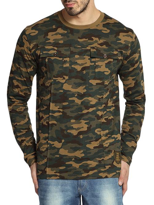green cotton camouflage printed t-shirt - 12984864 - Very Small Image - 1