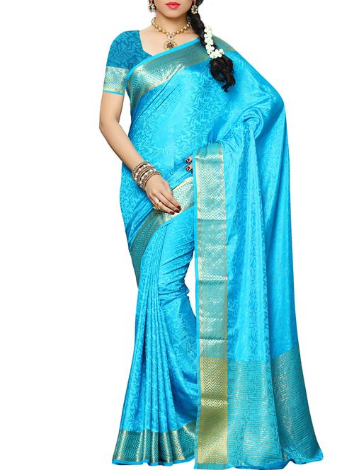 blue silk blend mysore saree with blouse - 12985018 - Very Small Image - 1