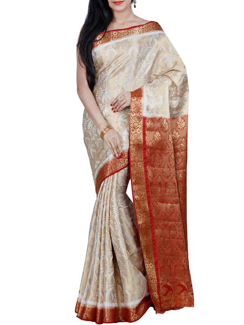 cream mysore silk saree - 12985047 - Very Small Image - 1