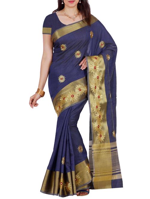 blue embroidered  silk saree - 12985184 - Very Small Image - 1