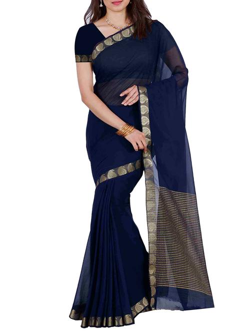 blue chiffon  saree - 12985341 - Very Small Image - 1
