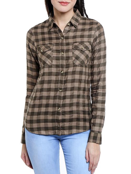 beige rayon regular shirt - 12987583 - Very Small Image - 1