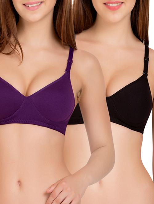 set of 2 multicolored cotton bras - 12988034 - Very Small Image - 1