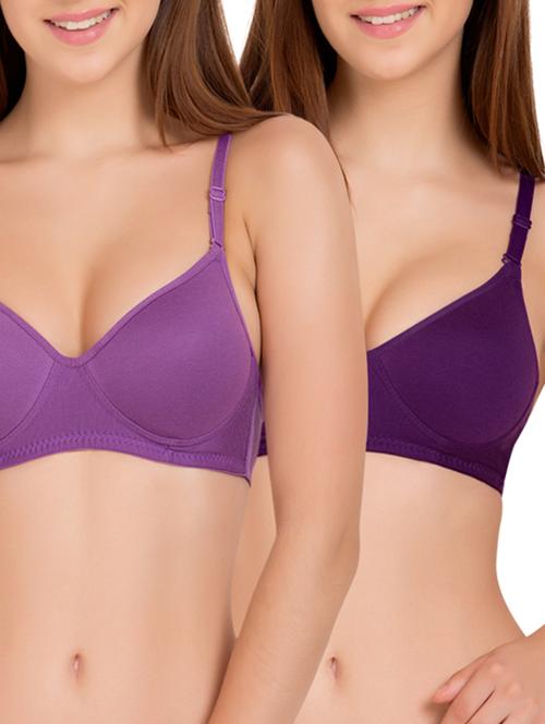 set of 2 multicolored cotton bras - 12988039 - Very Small Image - 1