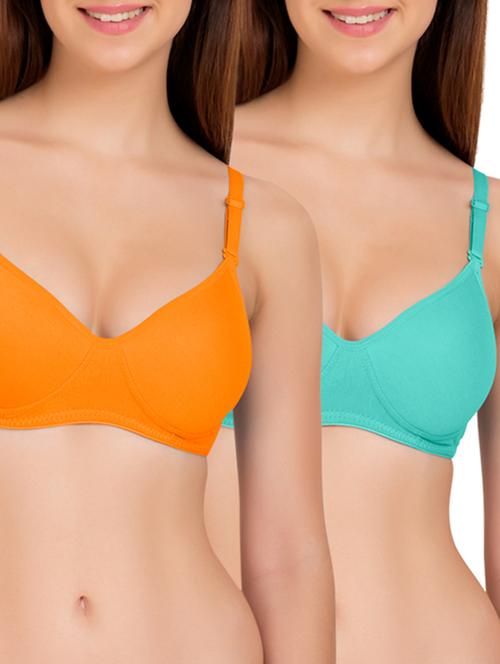 set of 2 multicolored cotton bras - 12988046 - Very Small Image - 1