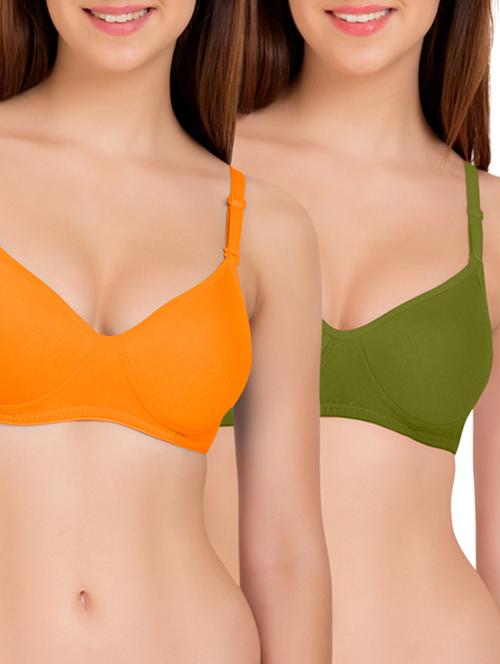 set of 2 multicolored cotton bras - 12988049 - Very Small Image - 1