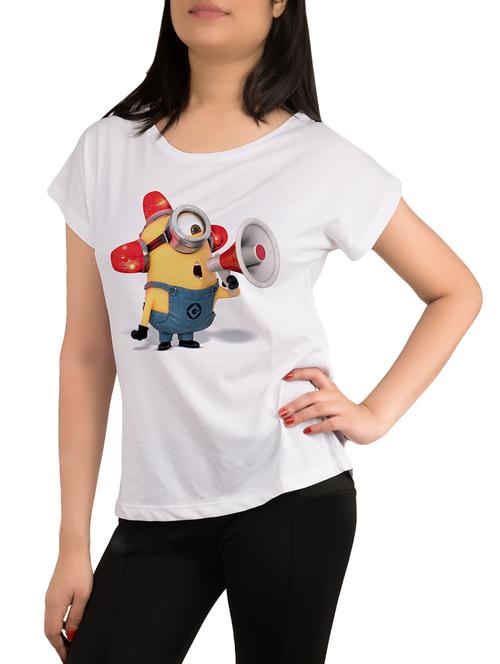 white printed polyester regular tee - 12988994 - Very Small Image - 1