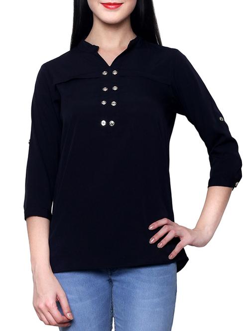 navy blue tussar straight top - 12989113 - Very Small Image - 1