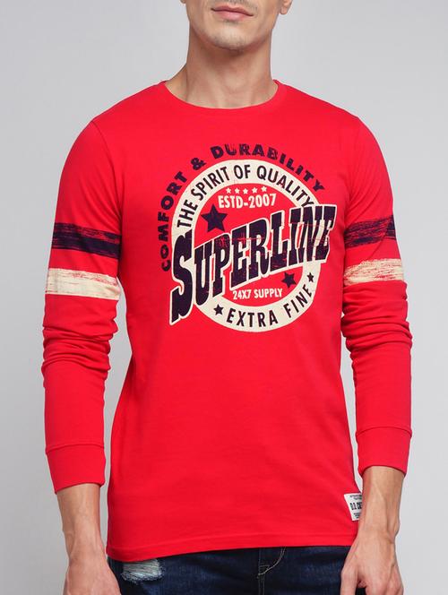 red cotton printed t-shirt - 12989354 - Very Small Image - 1