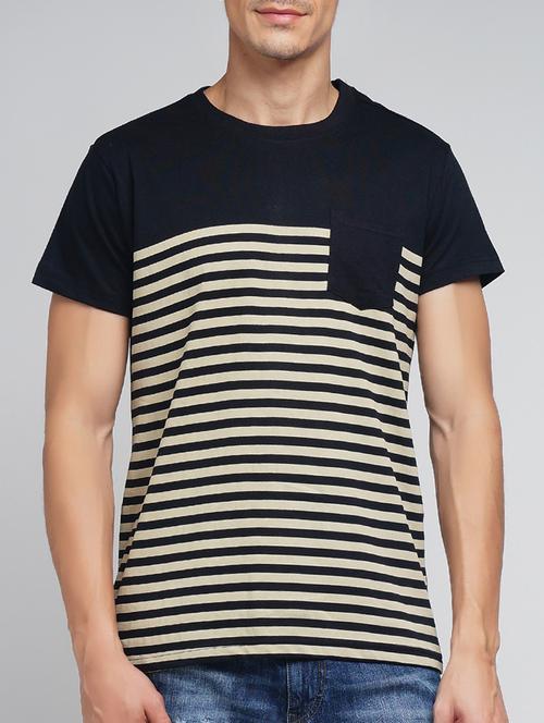 black cotton striped t-shirt - 12989390 - Very Small Image - 1