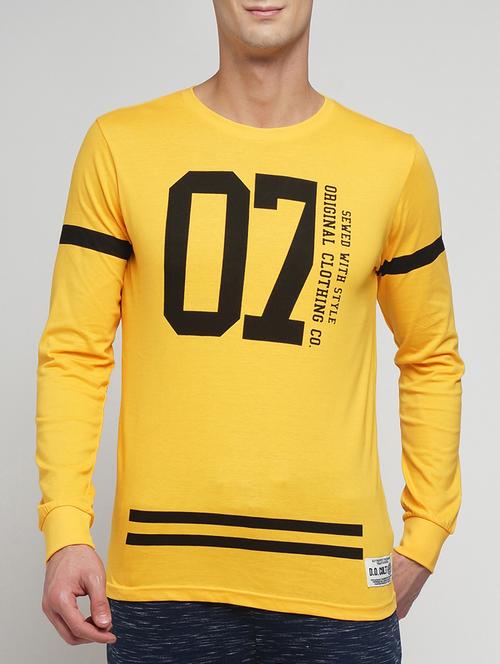 yellow cotton printed t-shirt - 12989678 - Very Small Image - 1