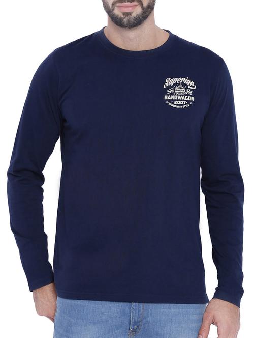 navy blue cotton t-shirt - 12989700 - Very Small Image - 1