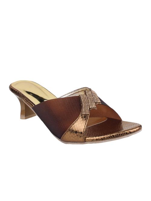 copper leatherette slip on sandals - 12989856 - Very Small Image - 1