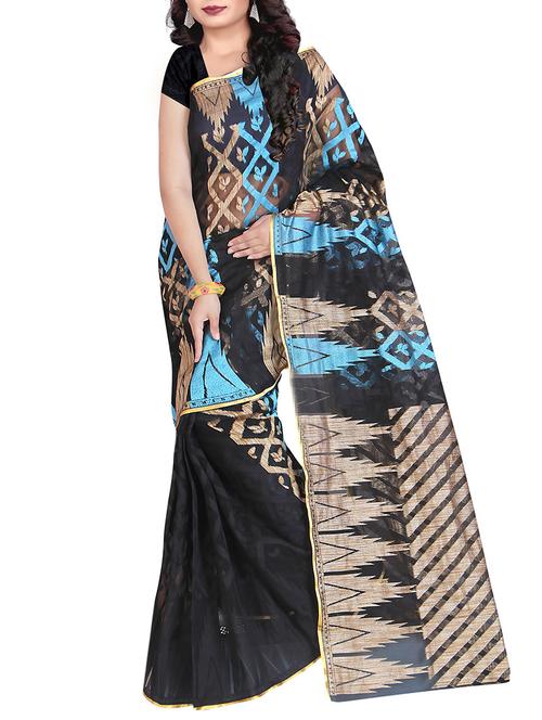 women's self design black colored saree - 12989977 - Very Small Image - 1