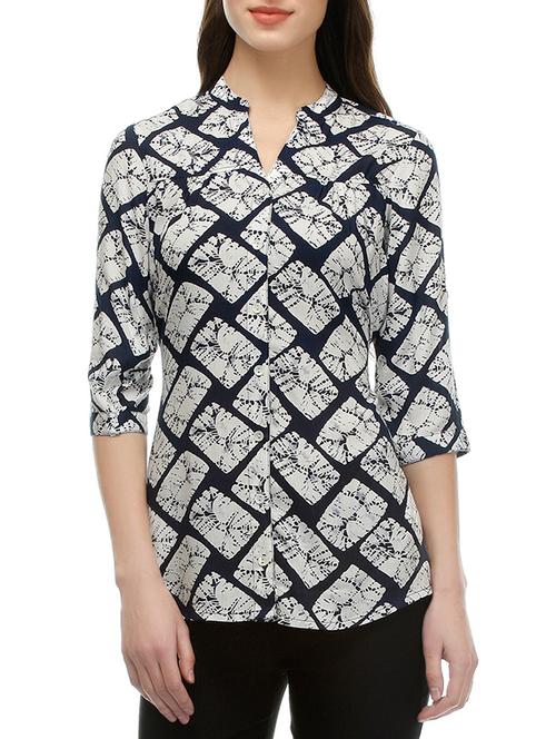 white printed rayon  tunic - 12990886 - Very Small Image - 1