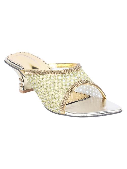 gold leatherette slip on sandals - 12991147 - Very Small Image - 1