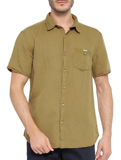 brown linen casual shirt - 12992777 - Very Small Image - 1