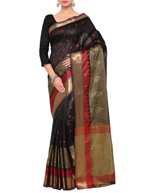black art silk banarasi saree with blouse - 12993281 - Very Small Image - 1