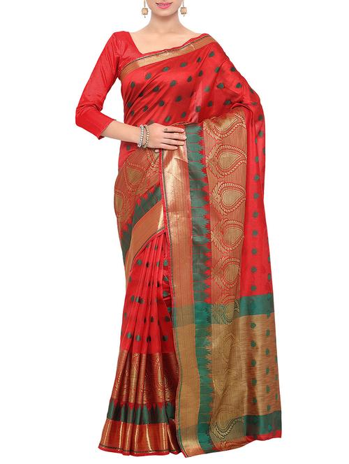 red art silk banarasi saree with blouse - 12993283 - Very Small Image - 1