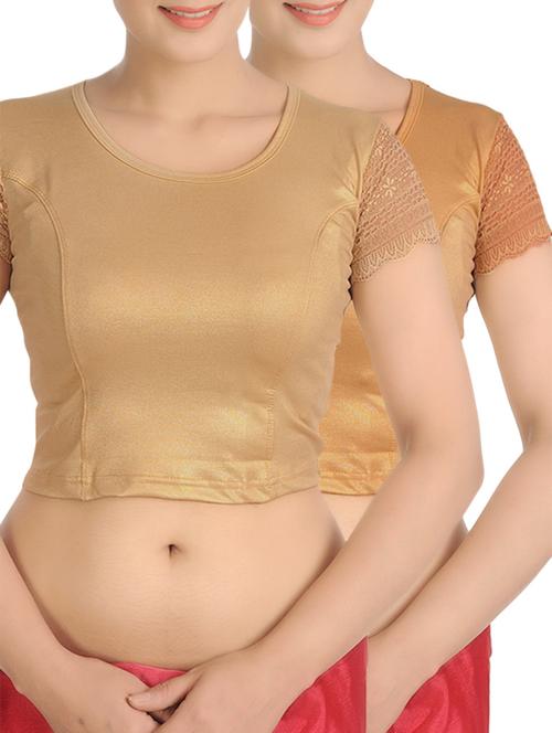 multicolored cotton lycra stitched blouse combo (set of 2) - 12994043 - Very Small Image - 1