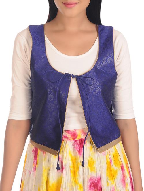 dark blue silk blend jacket - 12994915 - Very Small Image - 1