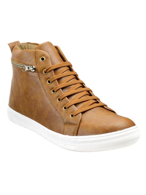 tan leatherette lace up sneaker - 12996884 - Very Small Image - 1