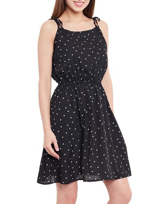 black printed poly crepe dress - 12998813 - Very Small Image - 1