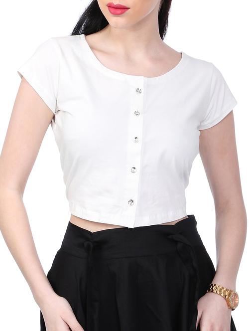 white cotton crop shirt - 12999615 - Very Small Image - 1