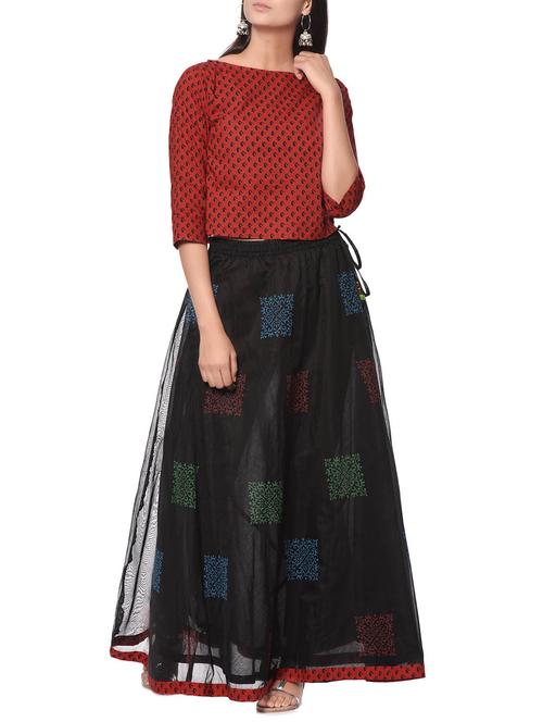 black chanderi cotton skirt top - 12999807 - Very Small Image - 1