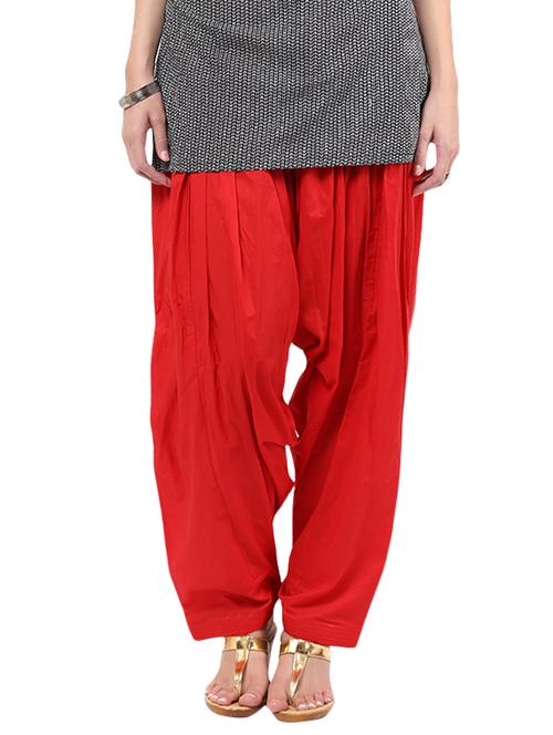 red cotton patiyala salwars - 13000321 - Very Small Image - 1