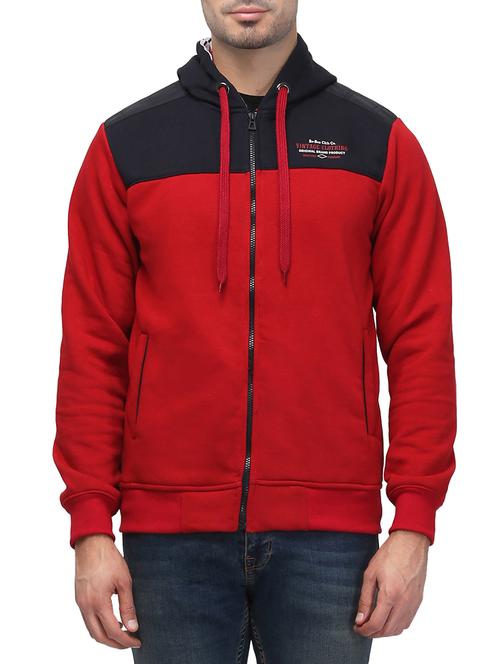 red colour block cotton sweatshirt - 13001652 - Very Small Image - 1