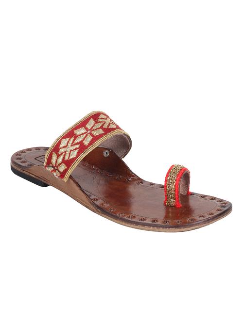 red  one toe kolhapuri - 13001859 - Very Small Image - 1