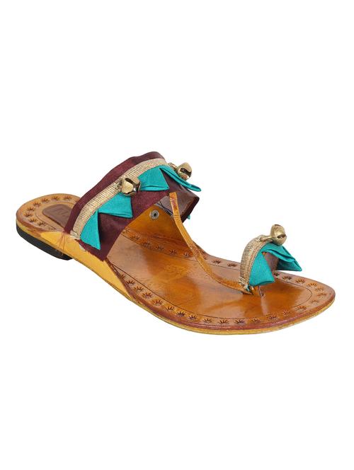 brown one toe kolhapuri - 13001876 - Very Small Image - 1
