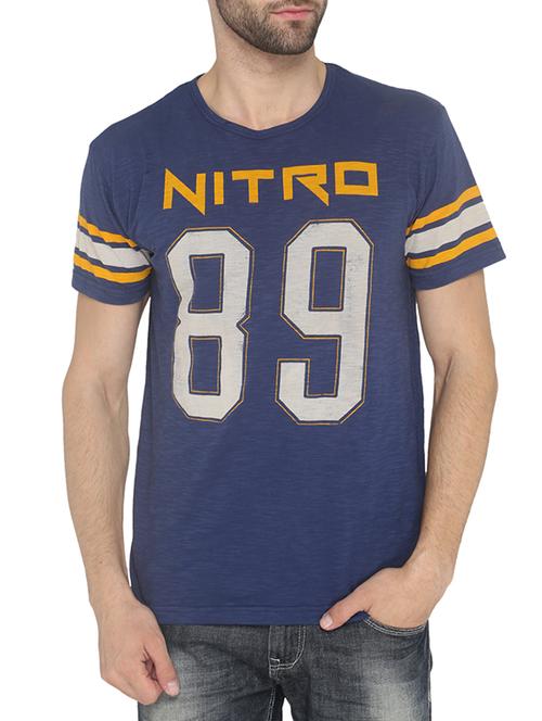 navy blue cotton printed t-shirt - 13004216 - Very Small Image - 1