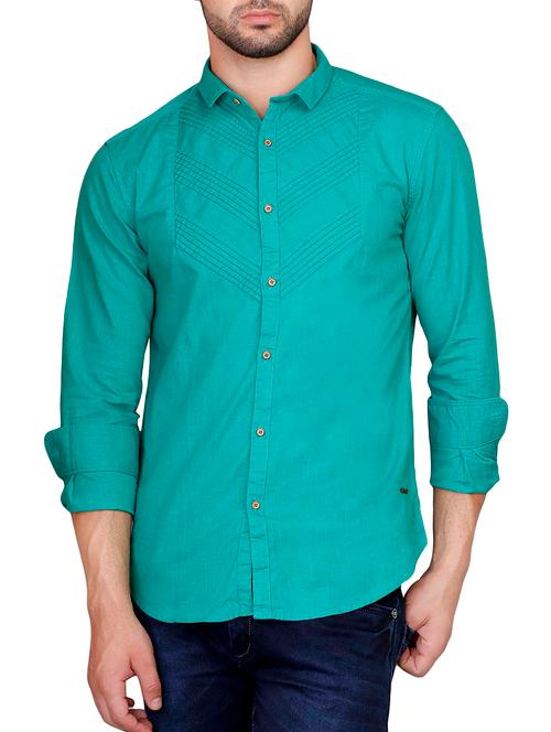 green linen casual shirt - 13006960 - Very Small Image - 1