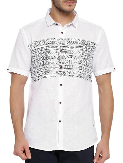 white cotton printed casual shirt - 13006969 - Very Small Image - 1