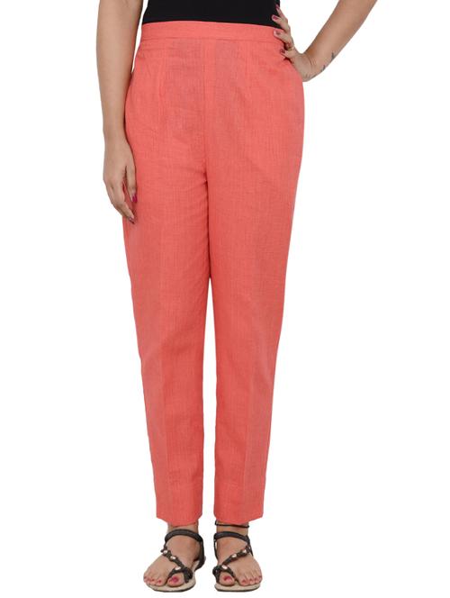 cotton slim fit pink pencil pant with pocket - 13007733 - Very Small Image - 1